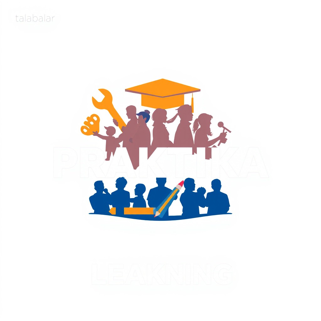 A logo design for 'talabalar PRAKTIKA', emphasizing student internships and practical experiences