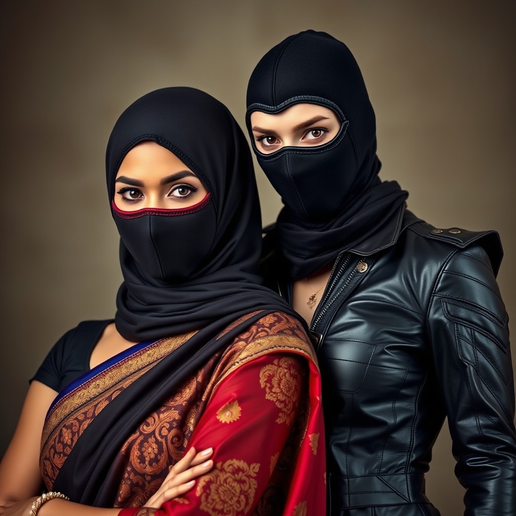 A striking scene featuring two women