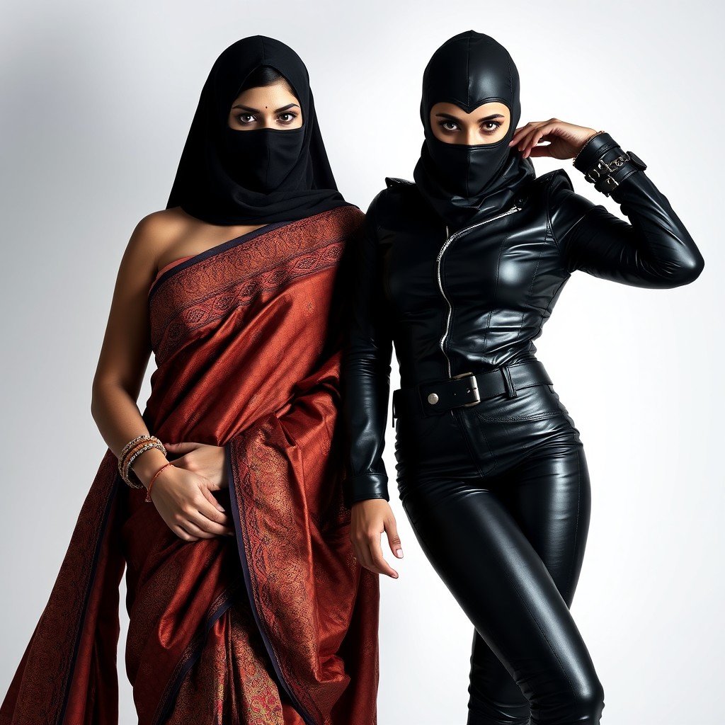 A dramatic scene featuring two women