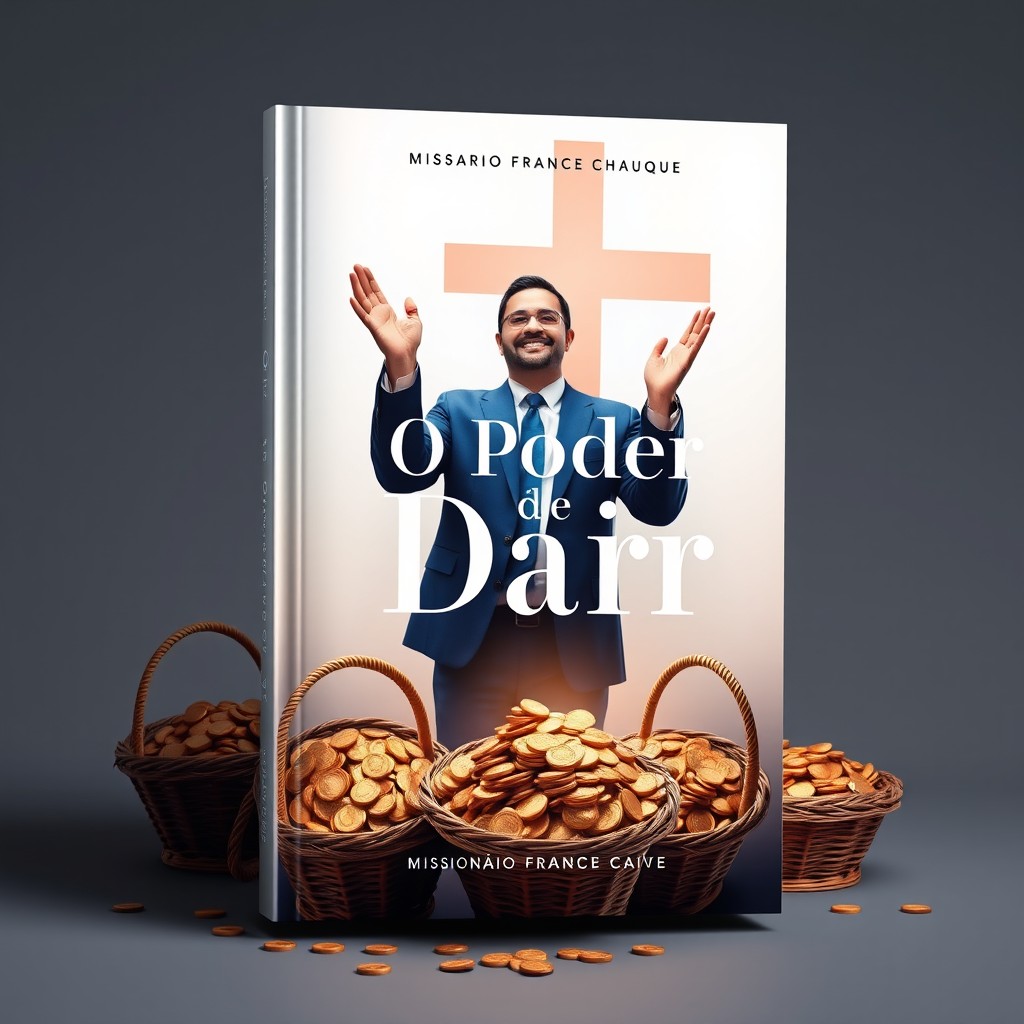 A minimalist and artistic book cover design for a Christian faith book titled 'O Poder de Dar' by Missionário France Chauque