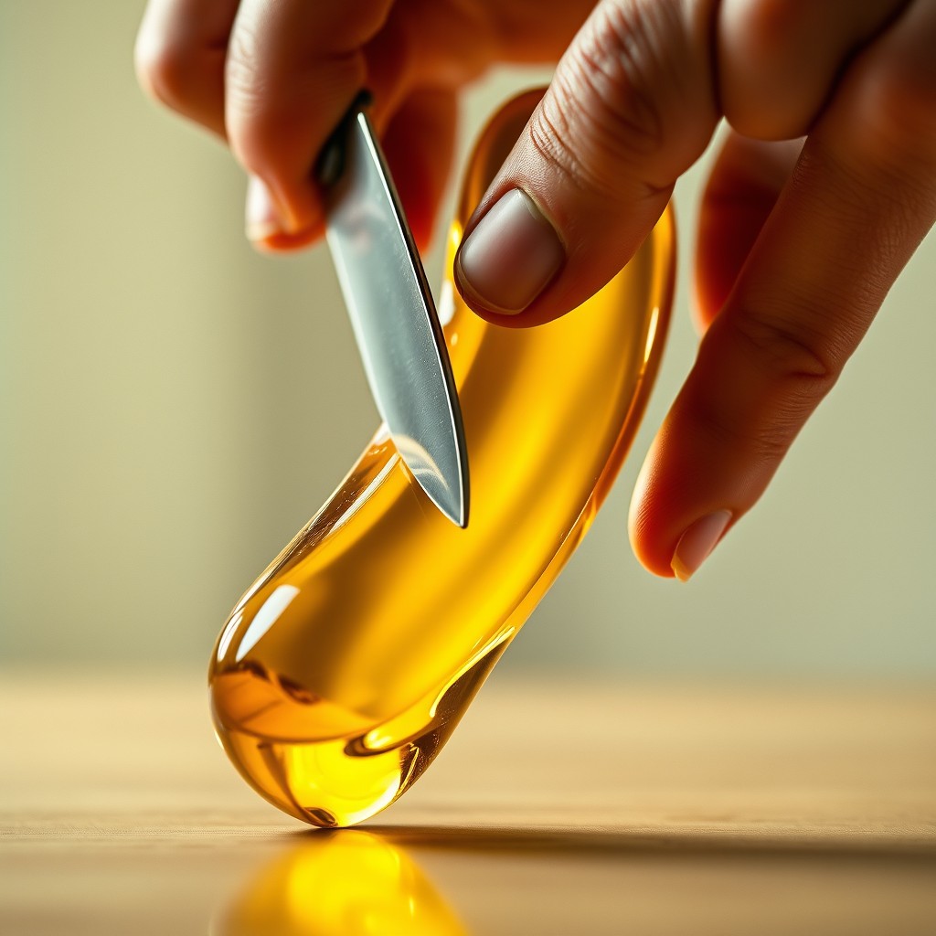 A stunning image of a golden banana that appears to be made of glass, reflecting light beautifully