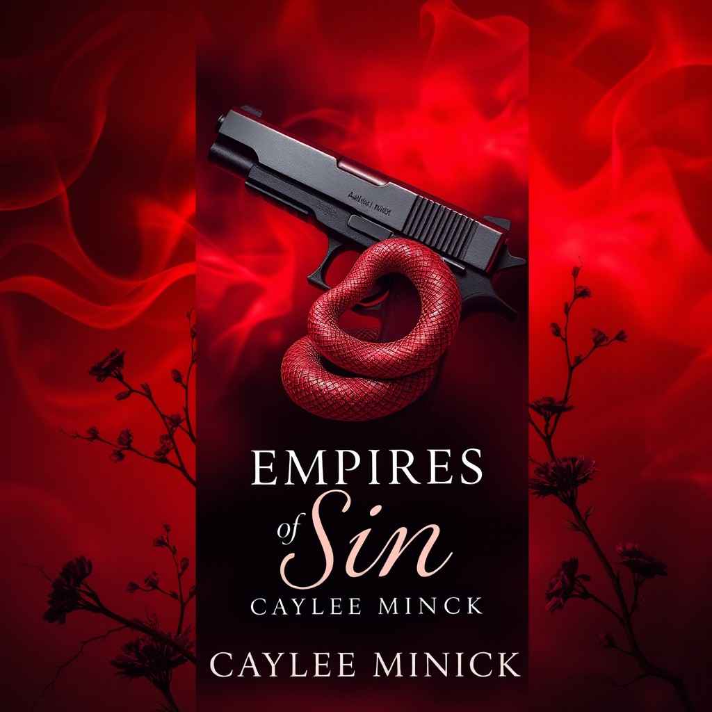 A captivating book cover for a dark romance story titled 'Empires of Sin' by Caylee Minick