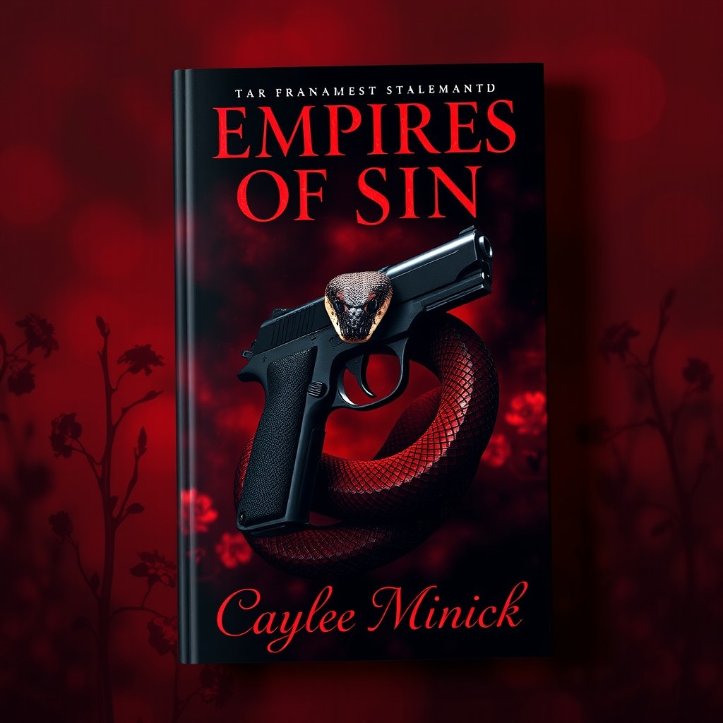 A dark and mysterious book cover featuring a vividly detailed snake wrapped around a sleek, noir-style handgun