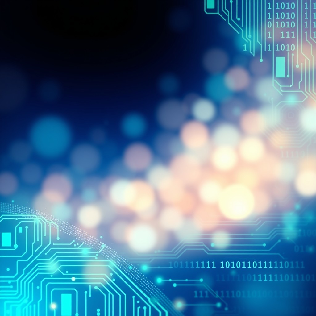 A vibrant and modern background image suitable for a computer science project cover page, featuring a blend of abstract digital patterns and coding symbols