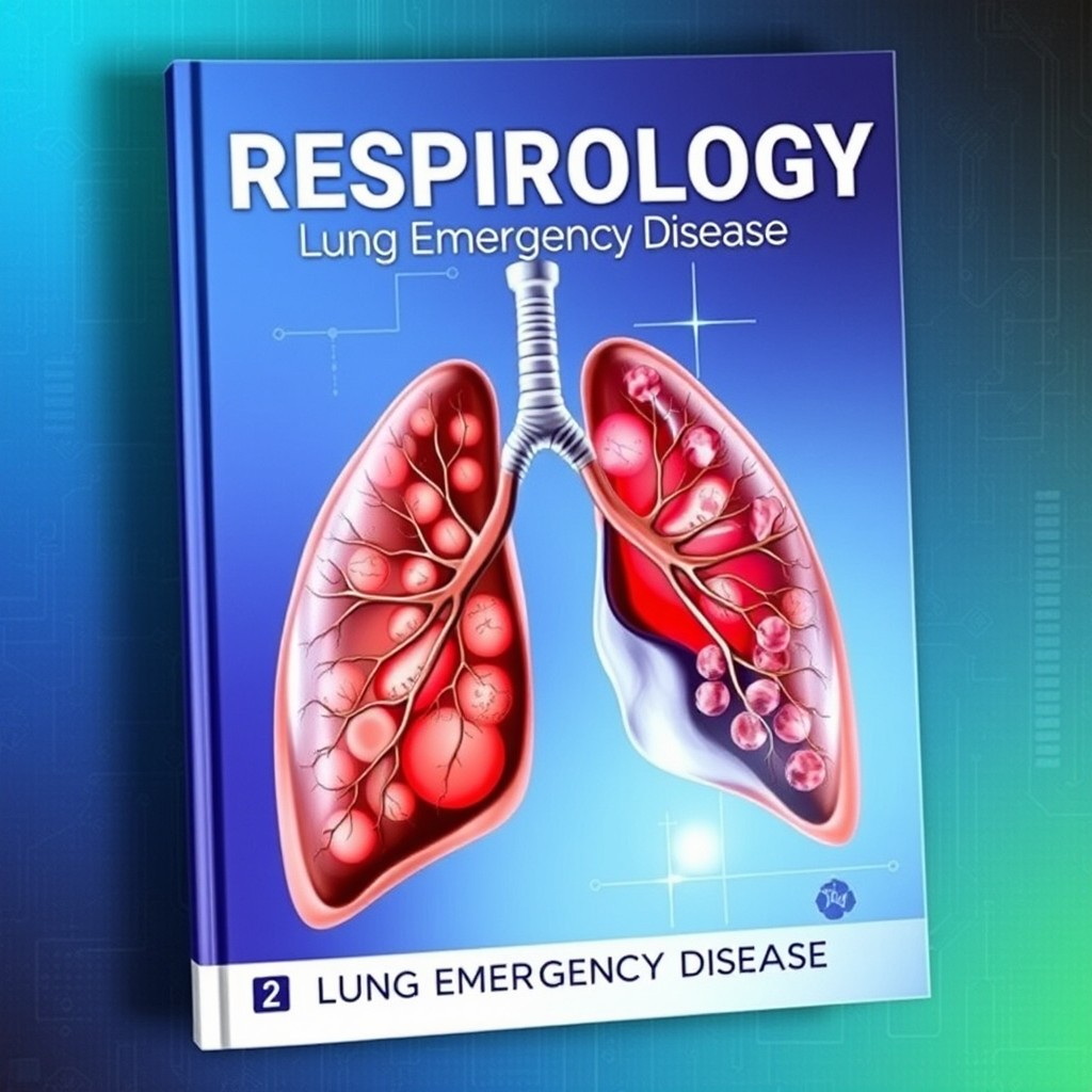 A visually captivating book cover for a medical textbook titled 'Respirology: Lung Emergency Disease'