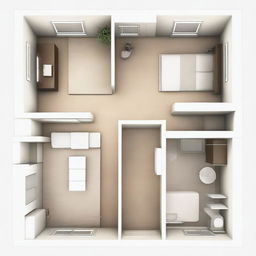 This is a detailed digital art image of a work plan for a one-person apartment