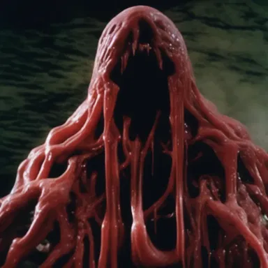 The horror movie depicted a terrifying scene where the liquid started to coagulate, forming grotesque shapes that sent shivers down the audience's spines.