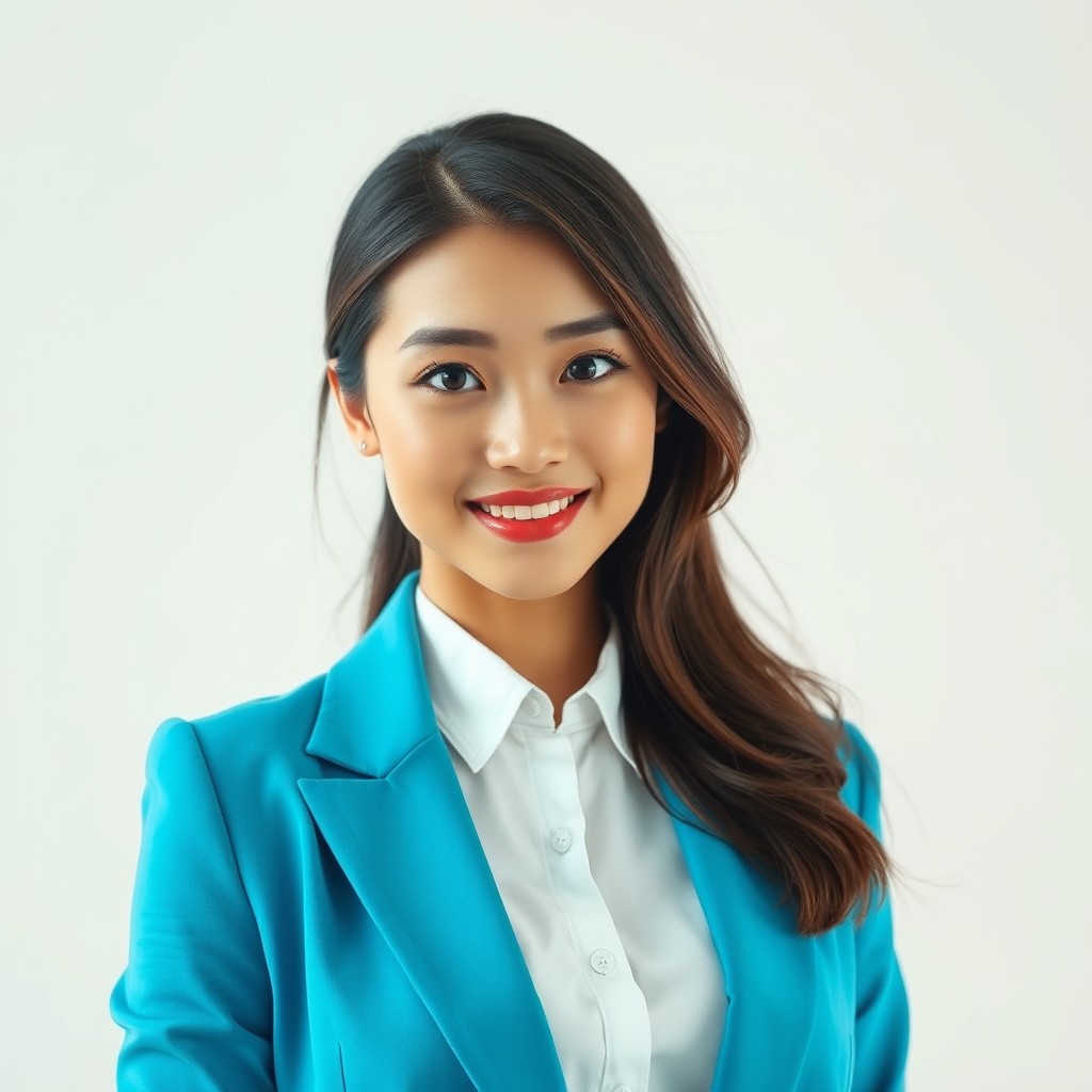 A stunningly beautiful woman with an attractive large chest, featuring a mixed Bangka-Chinese heritage