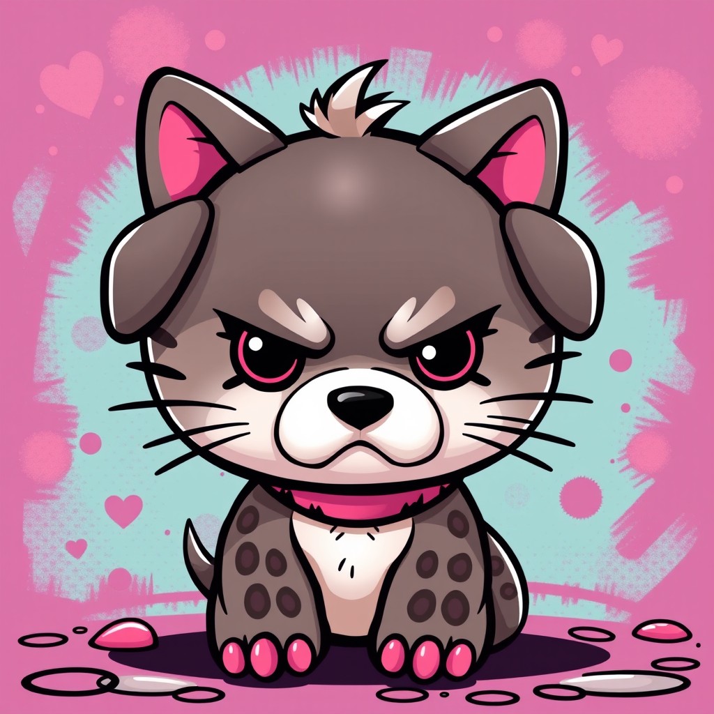 A unique character inspired by the cute aesthetic of Hello Kitty, designed as a baddie canine figure
