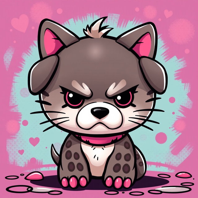 A unique character inspired by the cute aesthetic of Hello Kitty, designed as a baddie canine figure