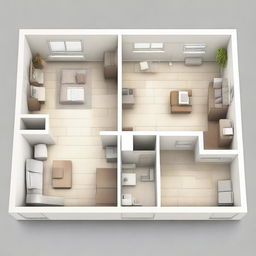 A high-quality digital art image depicts a detailed work plan for a single-occupancy apartment