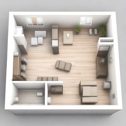 A high-quality digital art image depicts a detailed work plan for a single-occupancy apartment