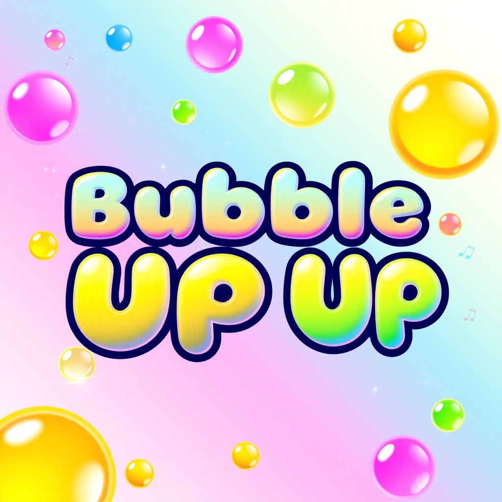 A vibrant and colorful cover art for a music track titled 'Bubble Up'