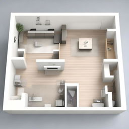 This is a high-quality 3D rendering of a meticulously planned apartment designed for one person