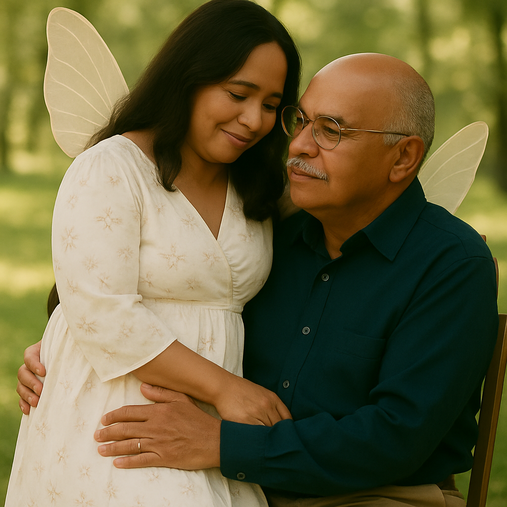 A tender portrait of a couple in a romantic setting