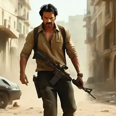 The action-packed movie had the protagonist taking various precautions to outsmart his enemies and survive the thrilling sequences.
