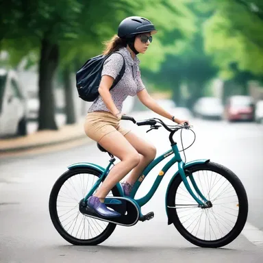 She always takes the precaution of wearing a helmet when riding her bike to ensure her fashion doesn't compromise her safety.