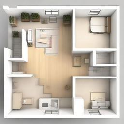 This image is a high-quality, detailed floor plan for an apartment designed for a young family of three