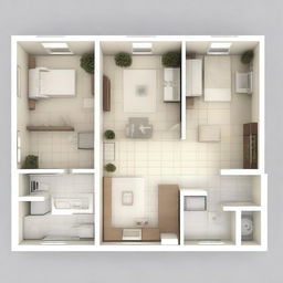 This image is a high-quality, detailed floor plan for an apartment designed for a young family of three