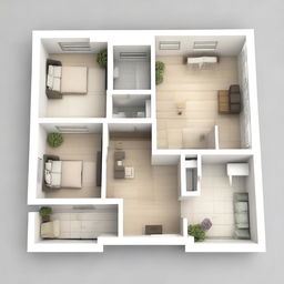 This image is a high-quality, detailed floor plan for an apartment designed for a young family of three