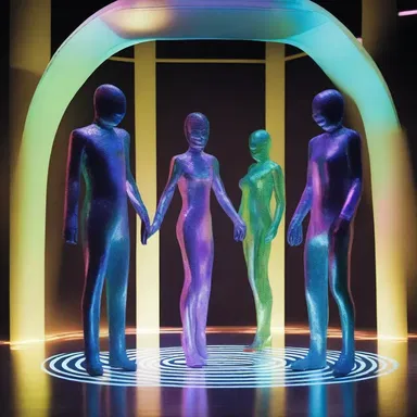 In the futuristic world of the novel, there was an entr'acte featuring holographic performers between each act of the play.