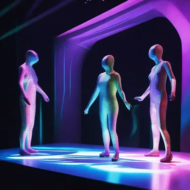 In the futuristic world of the novel, there was an entr'acte featuring holographic performers between each act of the play.