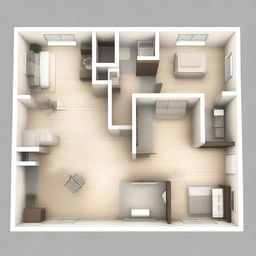 This image is a high-quality architectural plan for an apartment designed for a young family of three