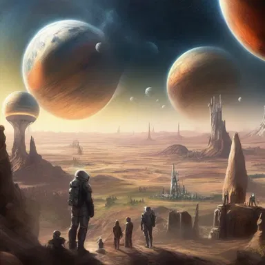 In the distant future, humans have colonized other planets and live in harmony with the earthy landscapes of new worlds.