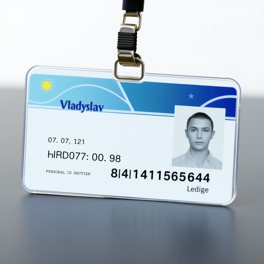 Realistic Identification Card Design Featuring Vladyslav
