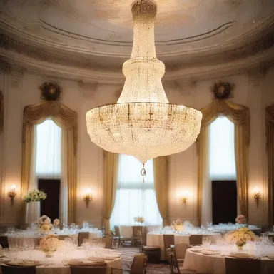 The grand chandelier in the ballroom filled the space with a sense of glee.