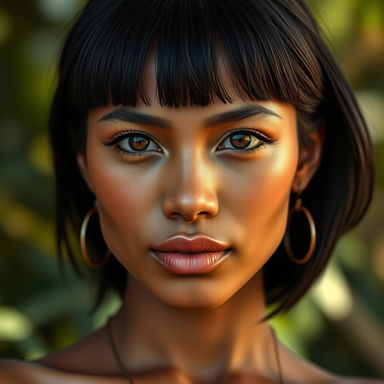 A stunningly beautiful Brazilian woman from the Amazon region, showcasing indigenous features
