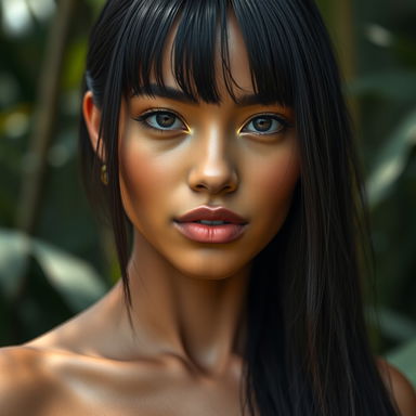 A stunningly beautiful Brazilian woman from the Amazon region, showcasing indigenous features