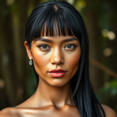 A stunningly beautiful Brazilian woman from the Amazon region, showcasing indigenous features