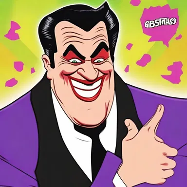 The villain in the cartoon series laughed with glee as his evil plan came to fruition.