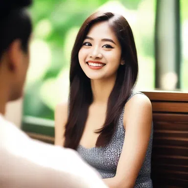 She watched her crush from afar, smiling with glee whenever he glanced her way.