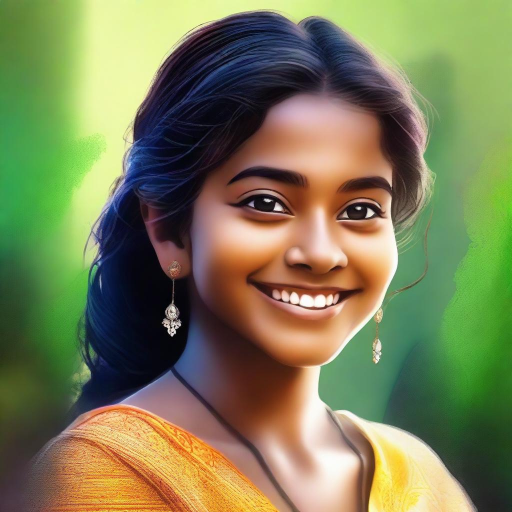 A high-quality digital art portrait of a girl named Anjali