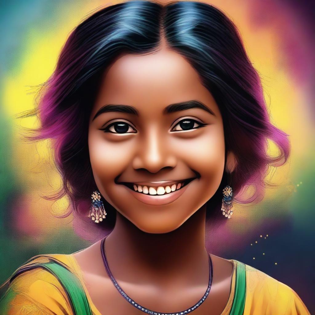 A high-quality digital art portrait of a girl named Anjali