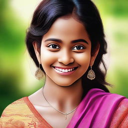 A high-quality digital art portrait of a girl named Anjali