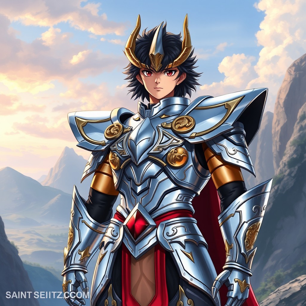 A photorealistic image of Shiryu from Dragon, wearing his V1 armor