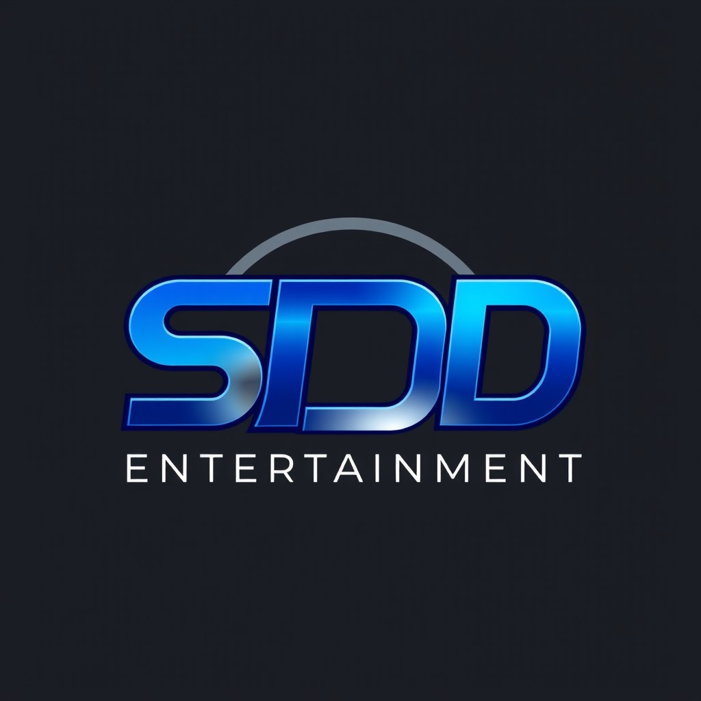 A modern and sleek logo design featuring the text 'SDD Entertainment'