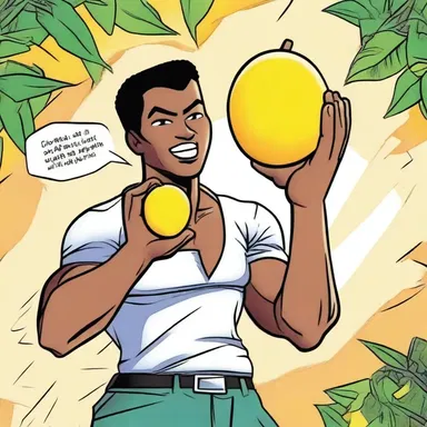 In the comic strip, the character's superpower was the ability to shoot mangoes from his fingertips.