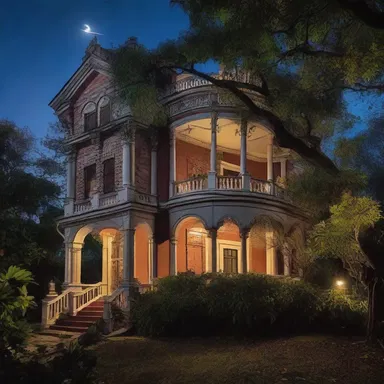 As the full moon loomed overhead, the haunted mansion stood eerily silent except for the occasional rustling of leaves from the cursed mango tree in the yard.
