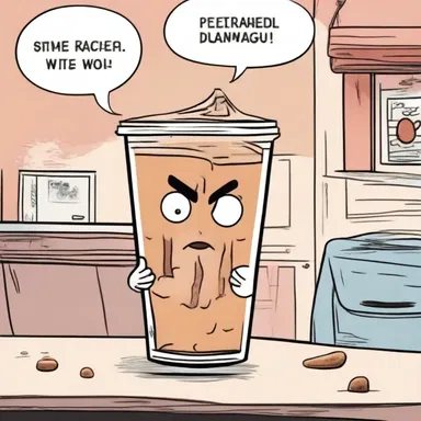 In the comic strip, the character quenched his thirst with a delicious frappe.