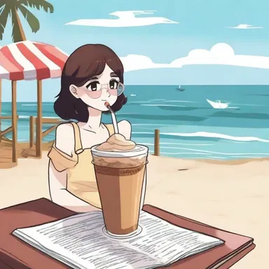 In the novel, the protagonist enjoyed sipping on a frappe while reading by the seaside.