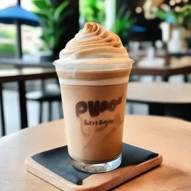 The trendy cafe served their signature frappe in a stylish, Instagrammable glass.