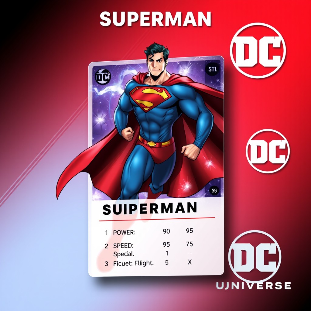Dynamic Superman Trading Card Design - Modern Superhero Art
