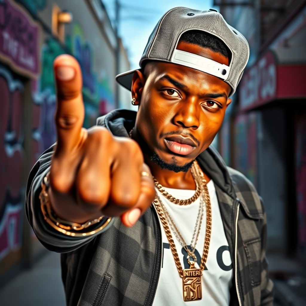 Bold Gangsta Rapper - Defiance and Urban Style