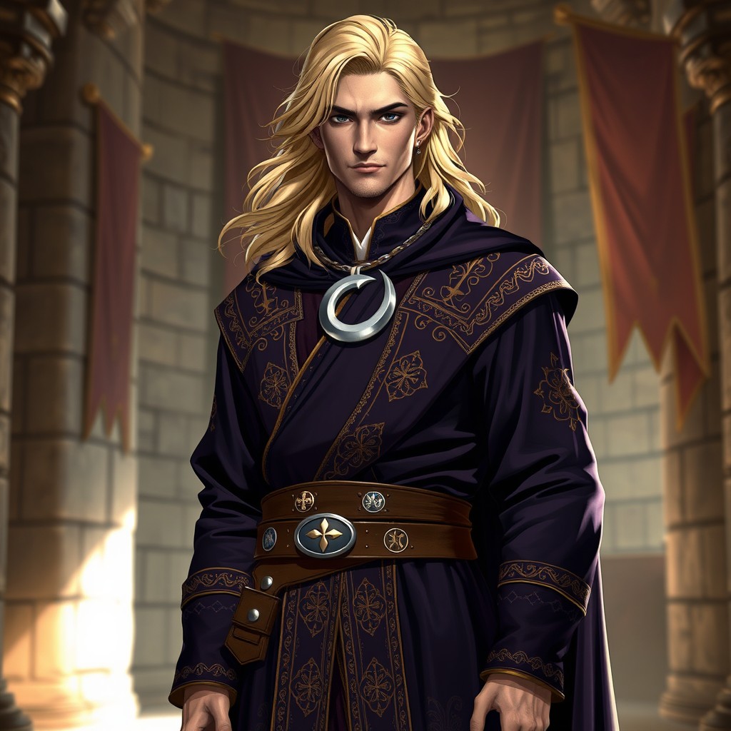 A human character designed as Duke Legis Adri Floyen, inspired by medieval nobility