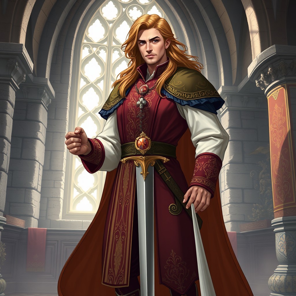 A character design of Duke Legis Adri Floyen as a human