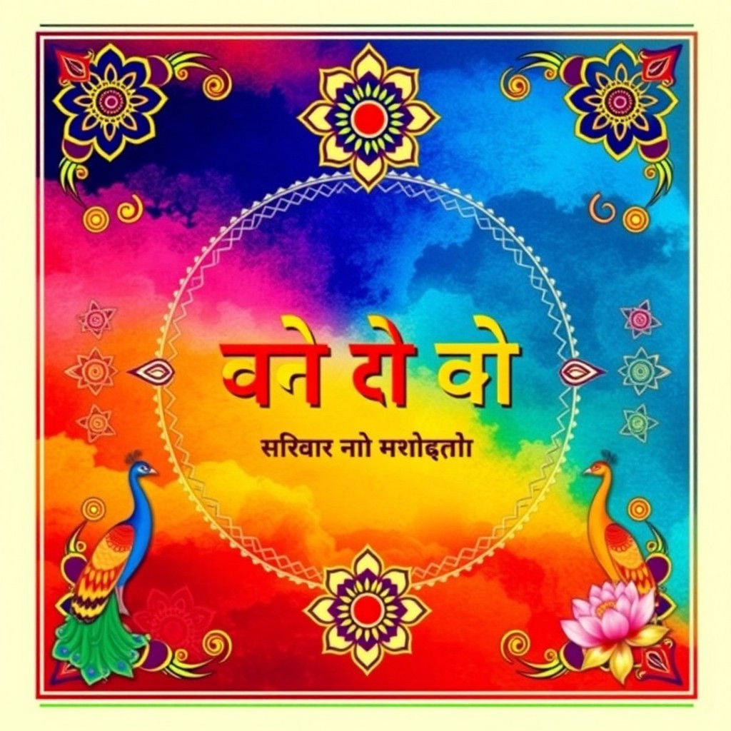 A vibrant and colorful cover page for a Hindi book, featuring traditional Indian motifs and patterns such as mandalas and paisleys